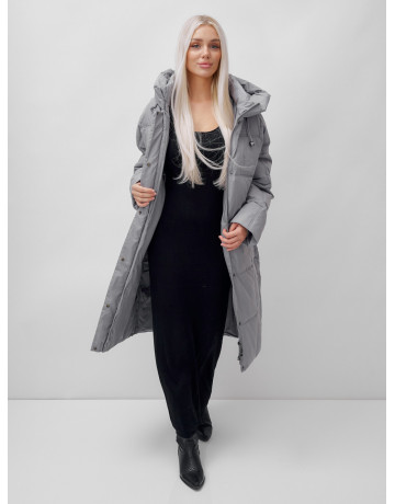 Длинный женский пуховик летучая мышь для зимы