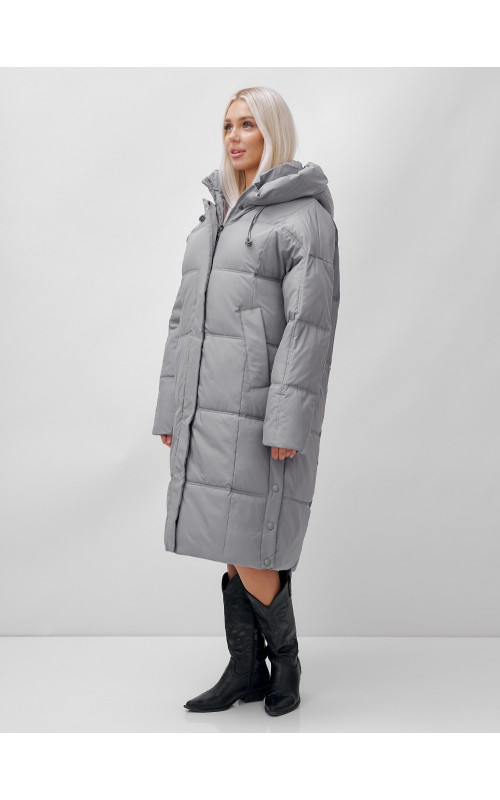 Длинный женский пуховик летучая мышь для зимы