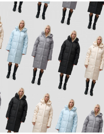 Длинный женский пуховик летучая мышь для зимы