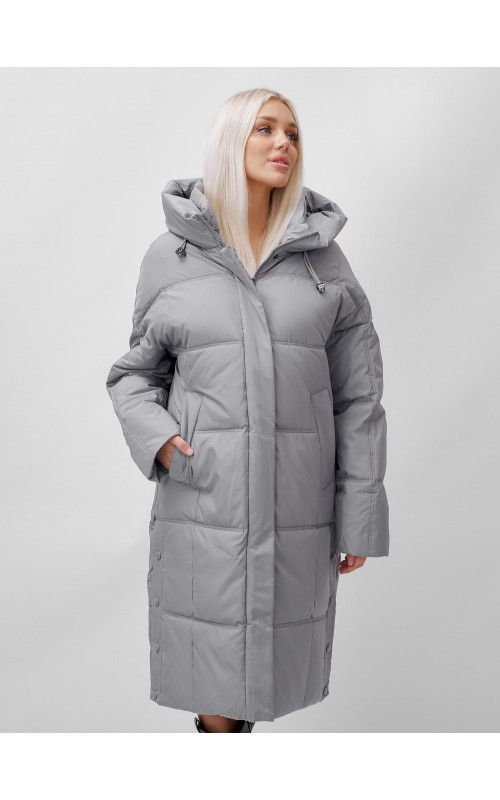 Длинный женский пуховик летучая мышь для зимы