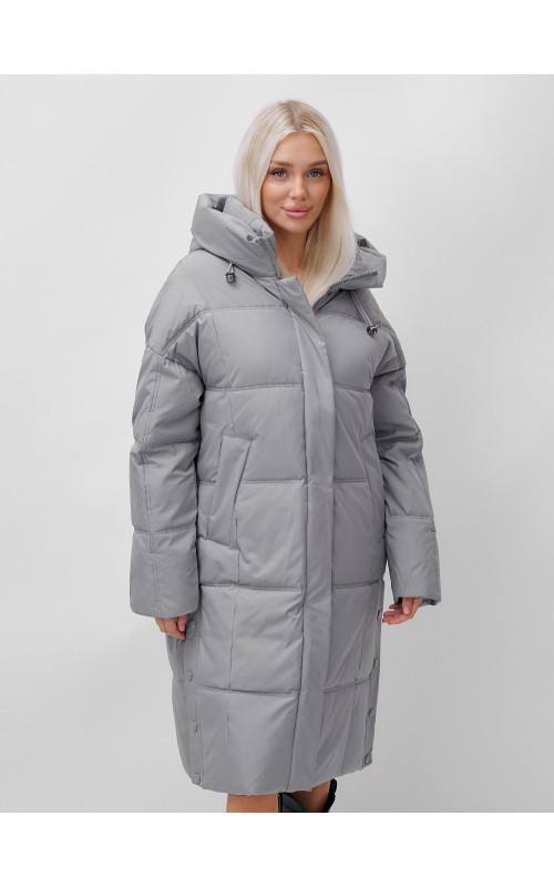 Длинный женский пуховик летучая мышь для зимы