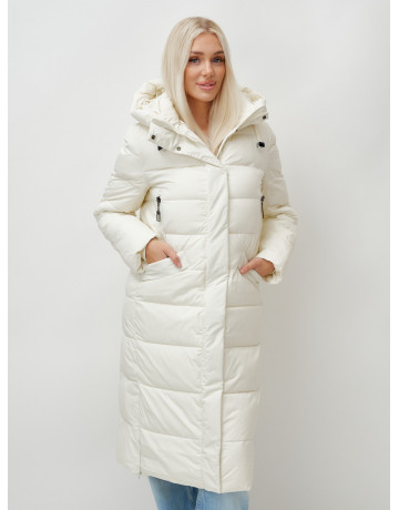 Длинный зимний пуховик с капюшоном для женщин