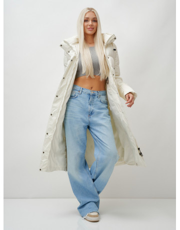 Длинный зимний пуховик с капюшоном для женщин