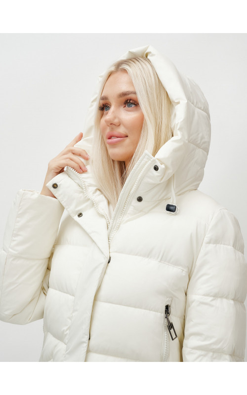 Длинный зимний пуховик с капюшоном для женщин