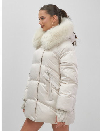 Роскошный зимний пуховик с мехом песца премиум-класса для женщин.