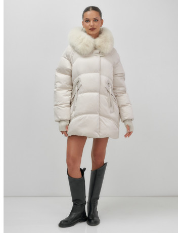 Роскошный зимний пуховик с мехом песца премиум-класса для женщин.