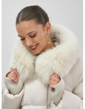 Роскошный зимний пуховик с мехом песца премиум-класса для женщин.