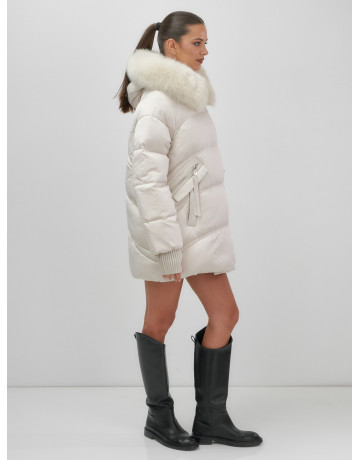 Роскошный зимний пуховик с мехом песца премиум-класса для женщин.