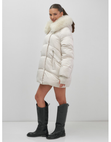 Роскошный зимний пуховик с мехом песца премиум-класса для женщин.