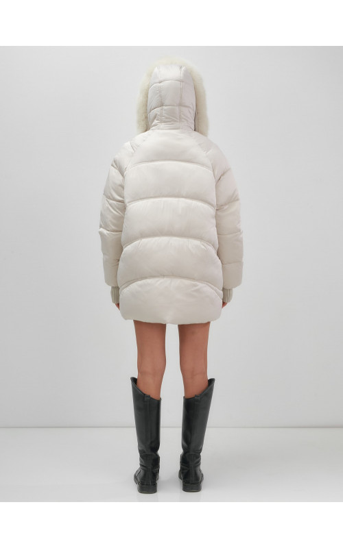 Роскошный зимний пуховик с мехом песца премиум-класса для женщин.