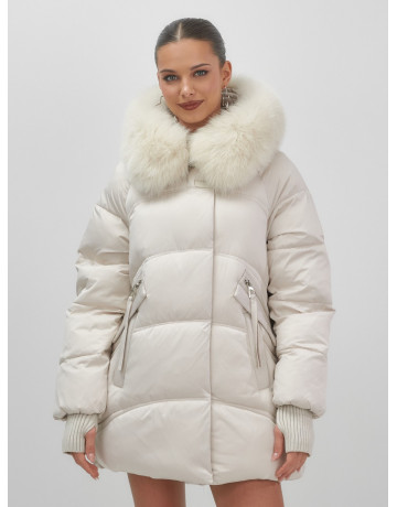 Роскошный зимний пуховик с мехом песца премиум-класса для женщин.