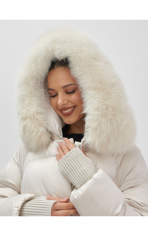 Роскошный зимний пуховик с мехом песца премиум-класса для женщин.