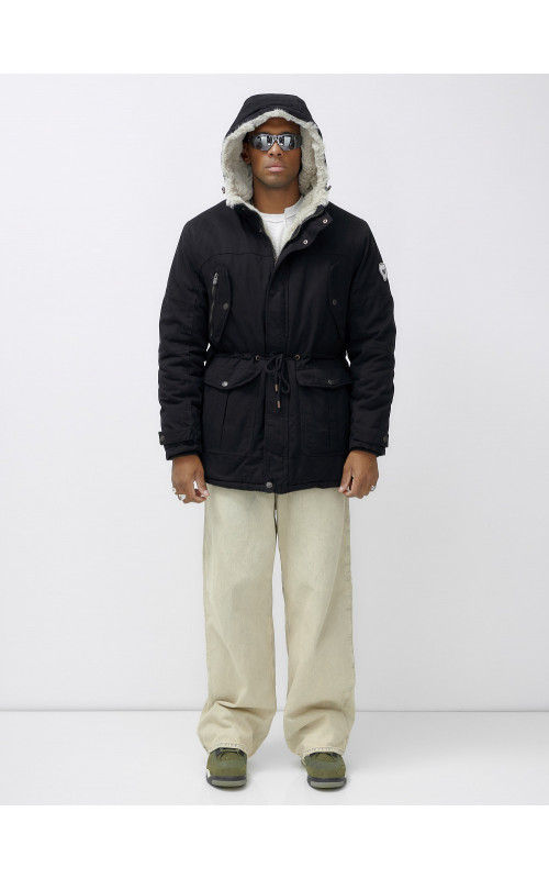 Мужская зимняя парка с меховым капюшоном — защита от холода.