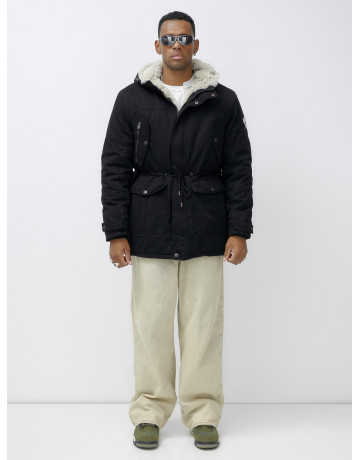 Мужская зимняя парка с меховым капюшоном — защита от холода.