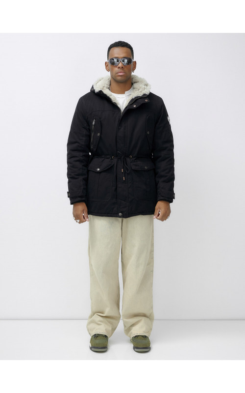 Мужская зимняя парка с меховым капюшоном — защита от холода.