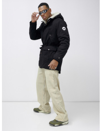 Мужская зимняя парка с меховым капюшоном — защита от холода.