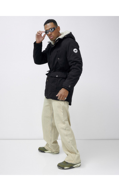 Мужская зимняя парка с меховым капюшоном — защита от холода.