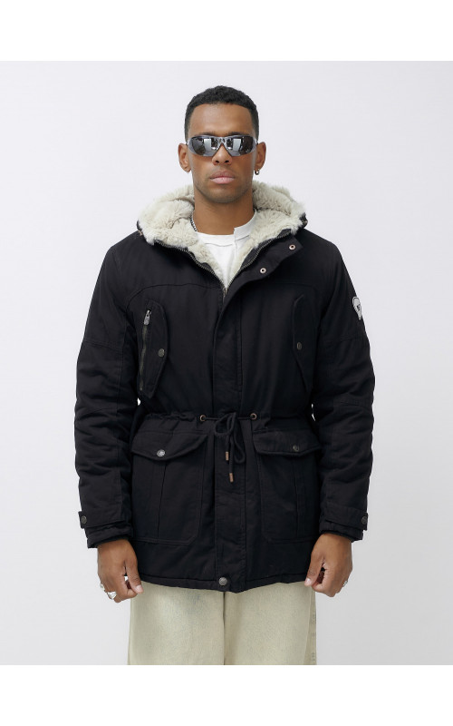 Мужская зимняя парка с меховым капюшоном — защита от холода.