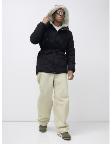 Мужская зимняя парка с меховым капюшоном — защита от холода.