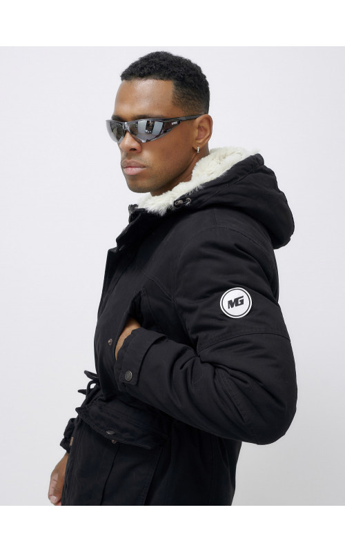 Мужская зимняя парка с меховым капюшоном — защита от холода.