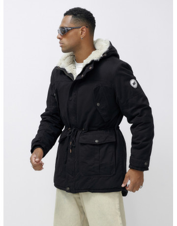 Мужская зимняя парка с меховым капюшоном — защита от холода.