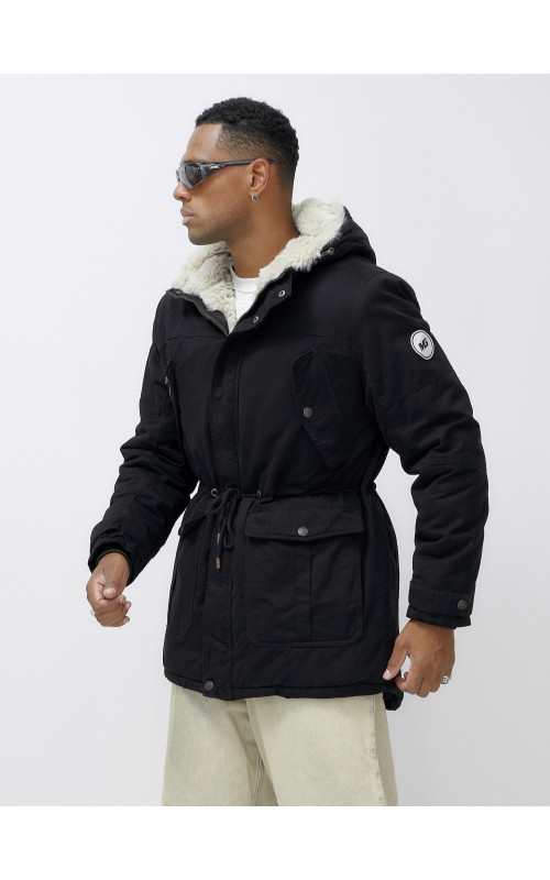 Мужская зимняя парка с меховым капюшоном — защита от холода.