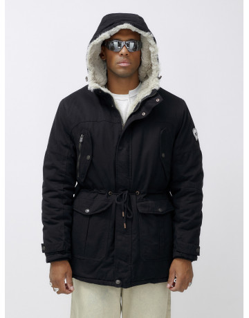 Мужская зимняя парка с меховым капюшоном — защита от холода.