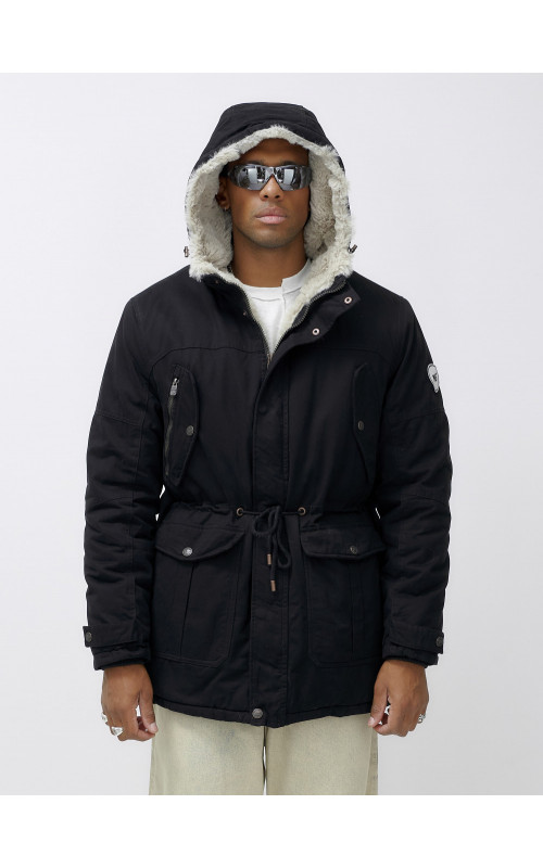 Мужская зимняя парка с меховым капюшоном — защита от холода.