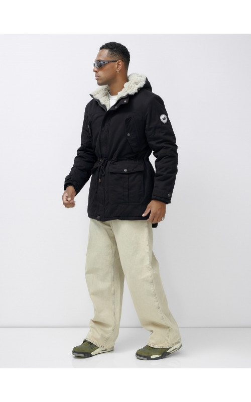 Мужская зимняя парка с меховым капюшоном — защита от холода.