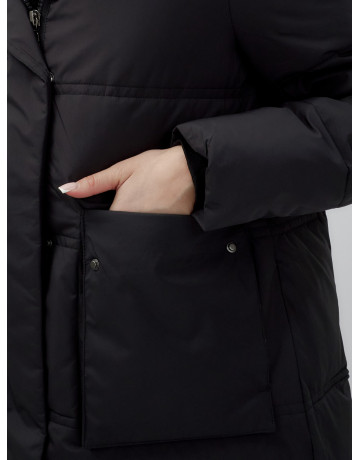 Длинный зимний пуховик с капюшоном для женщин