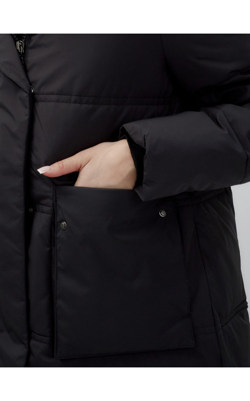 Длинный зимний пуховик с капюшоном для женщин