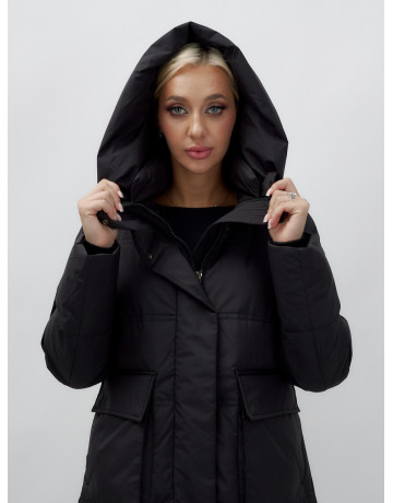 Длинный зимний пуховик с капюшоном для женщин