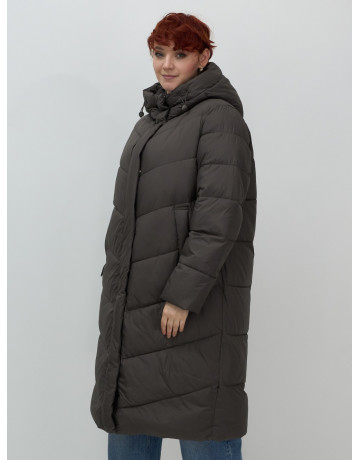 Женский длинный пуховик с капюшоном для зимы