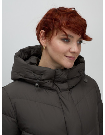 Женский длинный пуховик с капюшоном для зимы