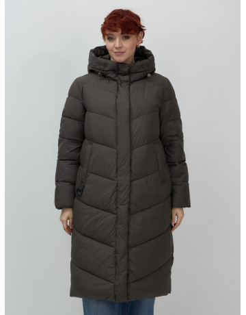 Женский длинный пуховик с капюшоном для зимы
