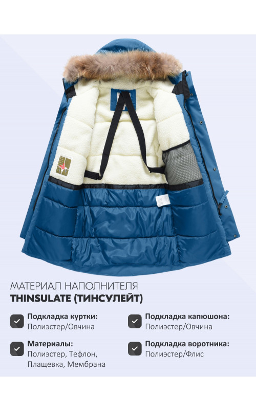 Зимняя парка с мехом енота для мальчика-подростка