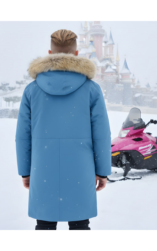 Зимняя парка с мехом енота для мальчика-подростка