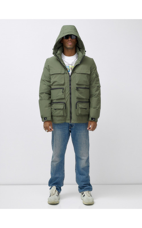 Мужская зимняя куртка большого размера с регулируемым капюшоном