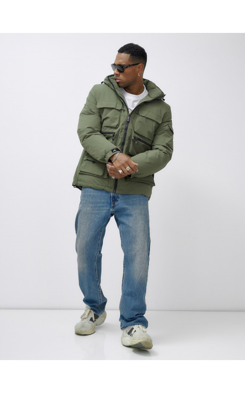 Мужская зимняя куртка большого размера с регулируемым капюшоном