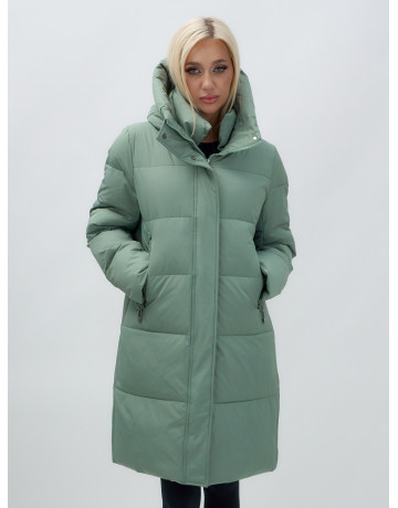 Тёплый женский пуховик с капюшоном до колена.