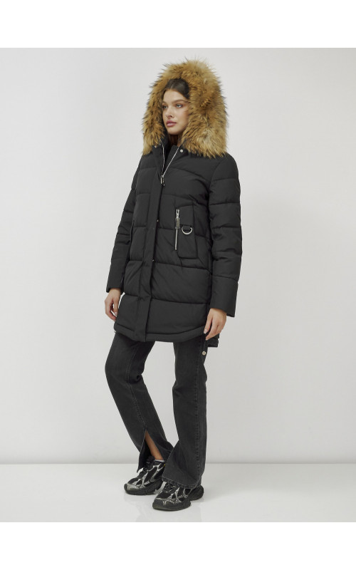 Женская зимняя куртка премиум-класса с мехом енота.