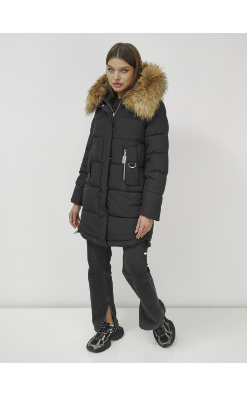 Женская зимняя куртка премиум-класса с мехом енота.