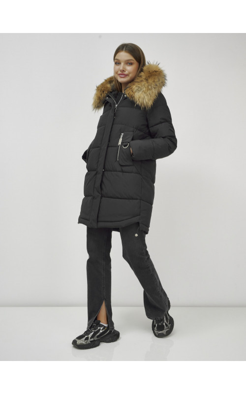 Женская зимняя куртка премиум-класса с мехом енота.