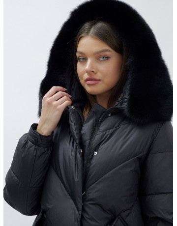 Тёплый женский пуховик с мехом песца