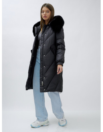 Тёплый женский пуховик с мехом песца