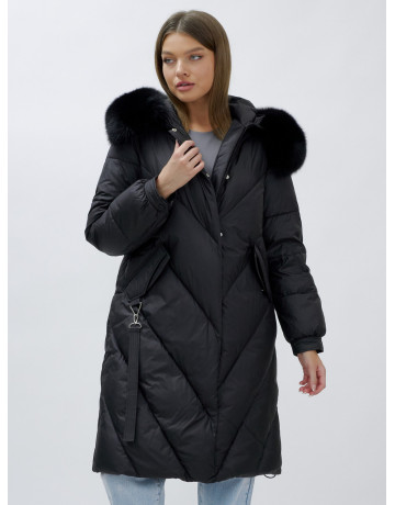 Тёплый женский пуховик с мехом песца