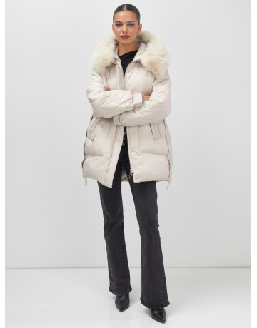 Пуховик для женщин с мехом песца, элегантный и тёплый