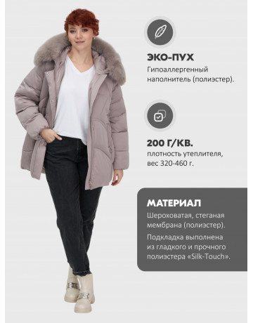 Пуховик для женщин с мехом песца