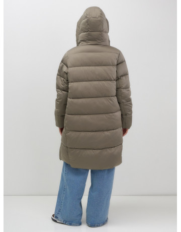 Длинный женский пуховик с капюшоном для зимы