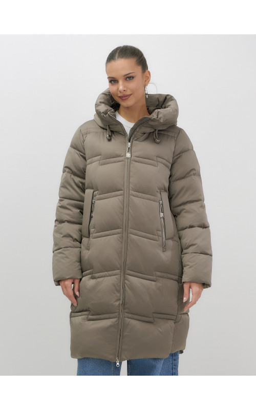 Длинный женский пуховик с капюшоном для зимы